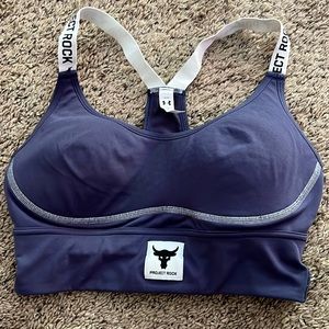 NWOT Under Armor Project Rock gray sports bra.